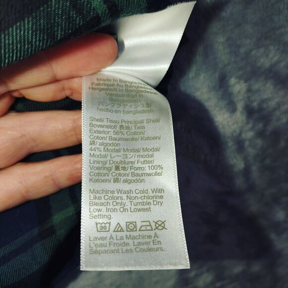 J. Crew Mens Flannel Long-Sleeve‎ Pajama Top in Black Watch Tartan Large Navy pJ - Picture 3 of 10